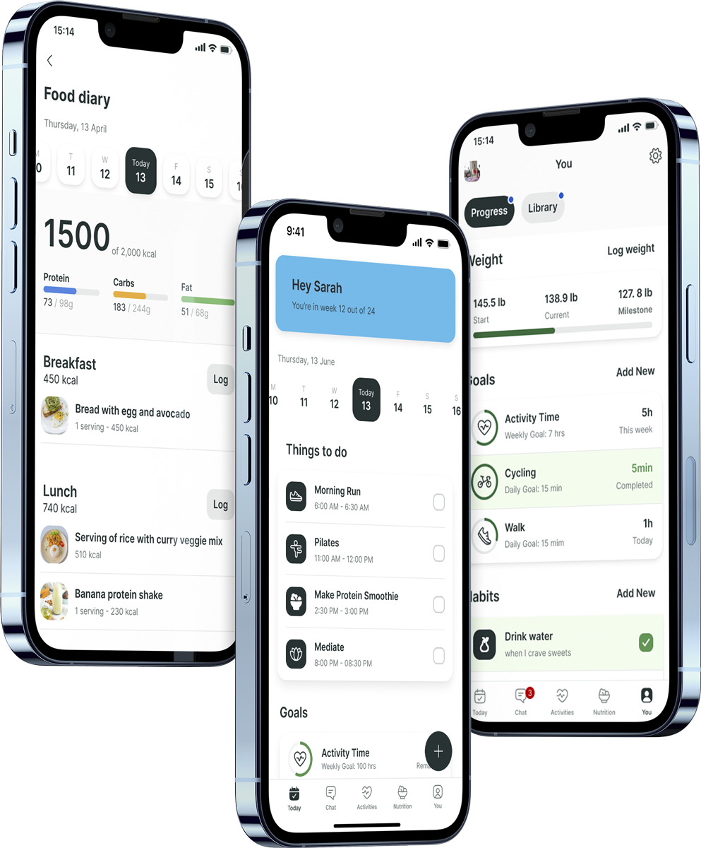 A mockup of the coaching app showcasing the features.